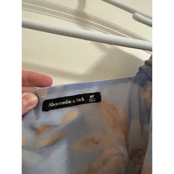 Abercrombie & Fitch Emerson Organza Puff Sleeve Maxi Dress Tie Back MP - Picture 4 of 11